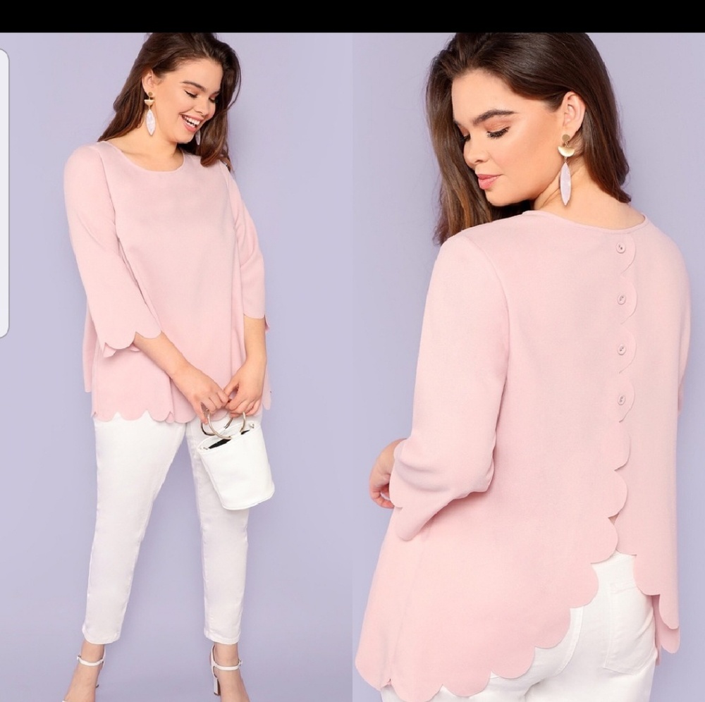 Pink Scalloped Back Blouse